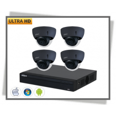 IP Dahua 4mp Ultra Hd Videoovervågning Vandal Dome Black Kamera Sæt 4